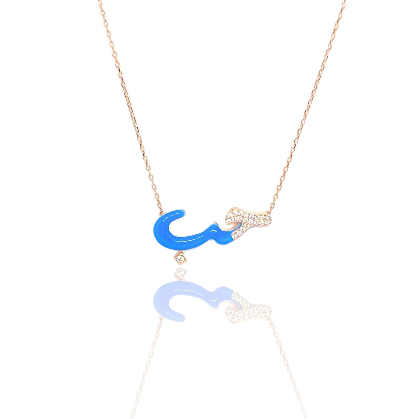 Blue Enameled with Stones in Arabic Necklace