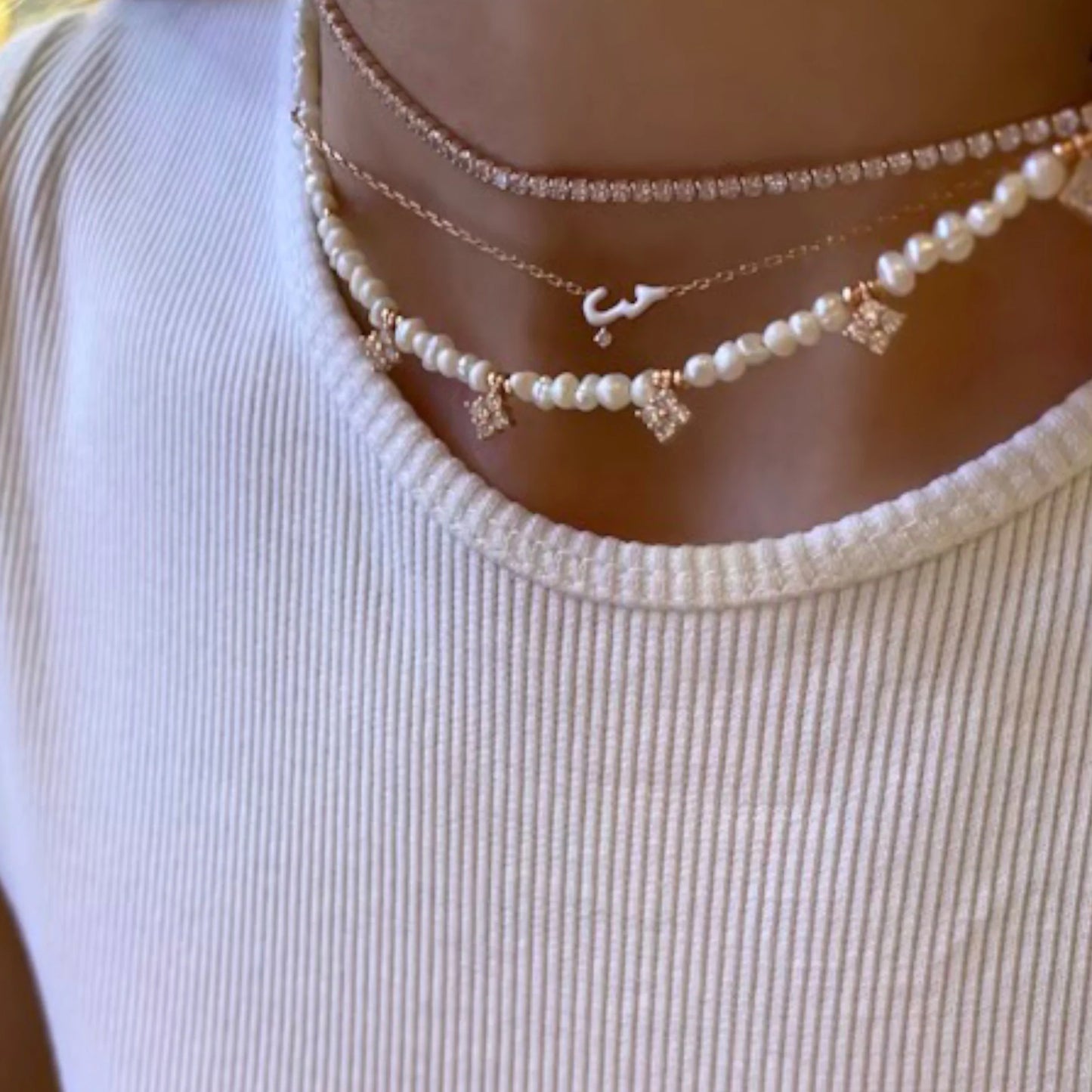 Super Mini White Enamel Houb Necklace