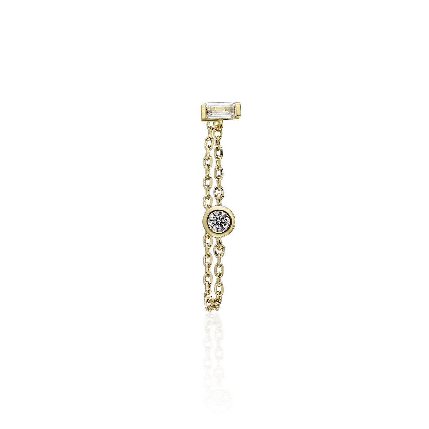 Baguette Bezel Short Chain Earring