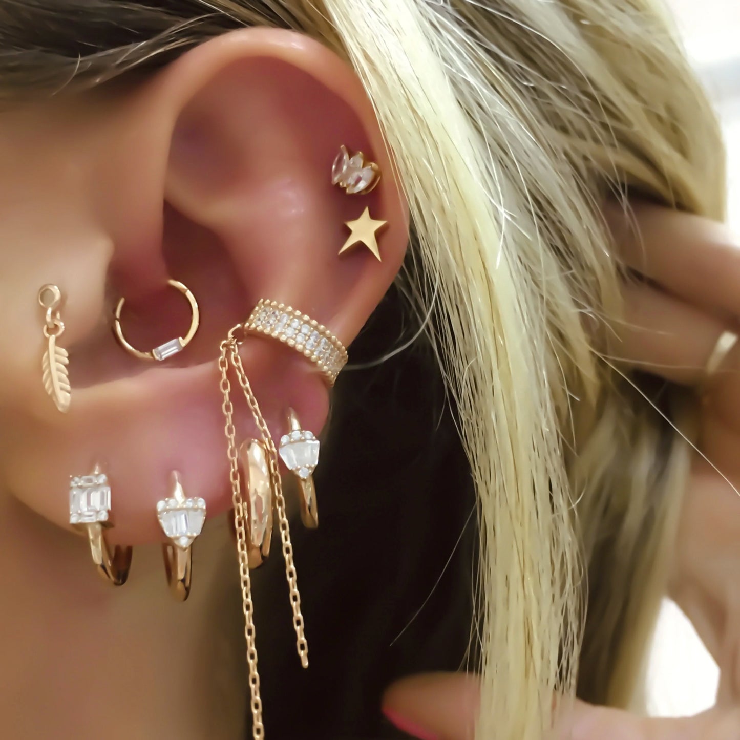 Baguette Hoop Gold Piercing