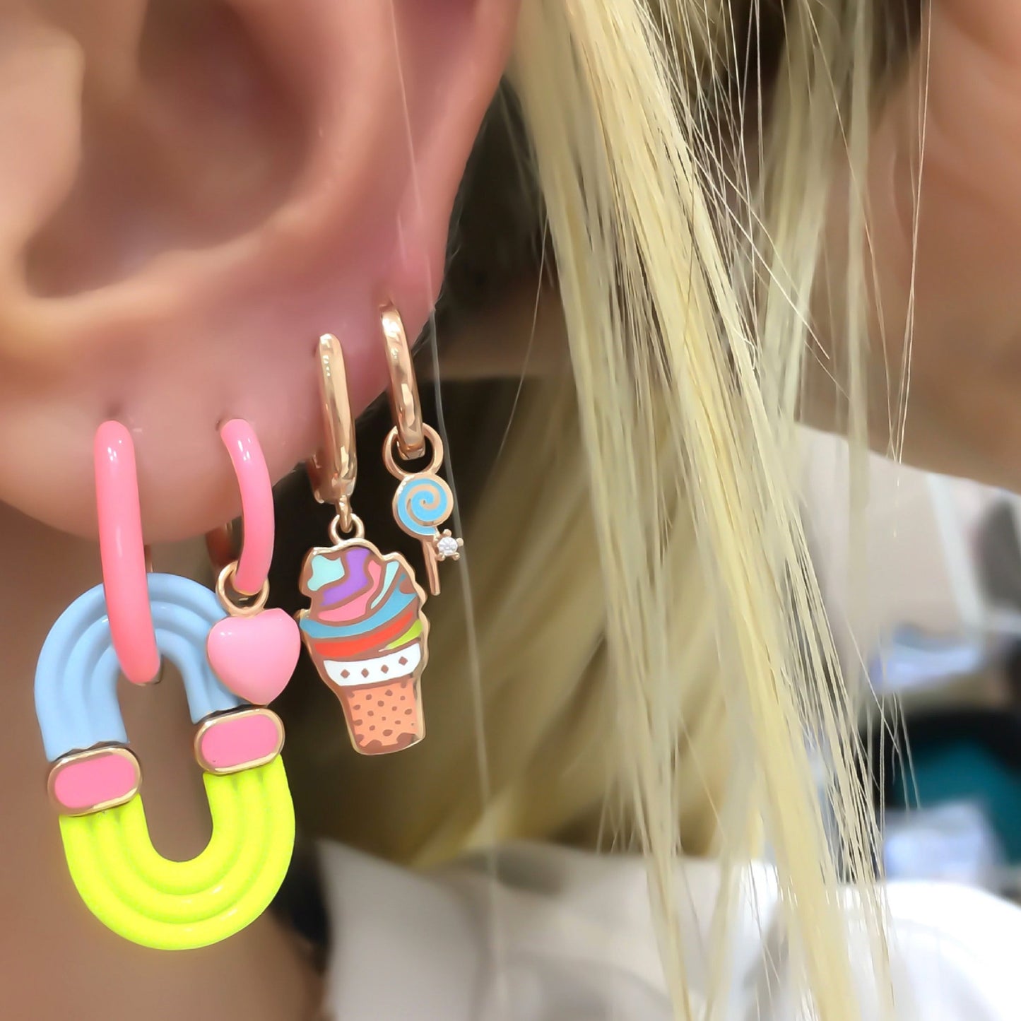 Blue Enamel Candy Earring