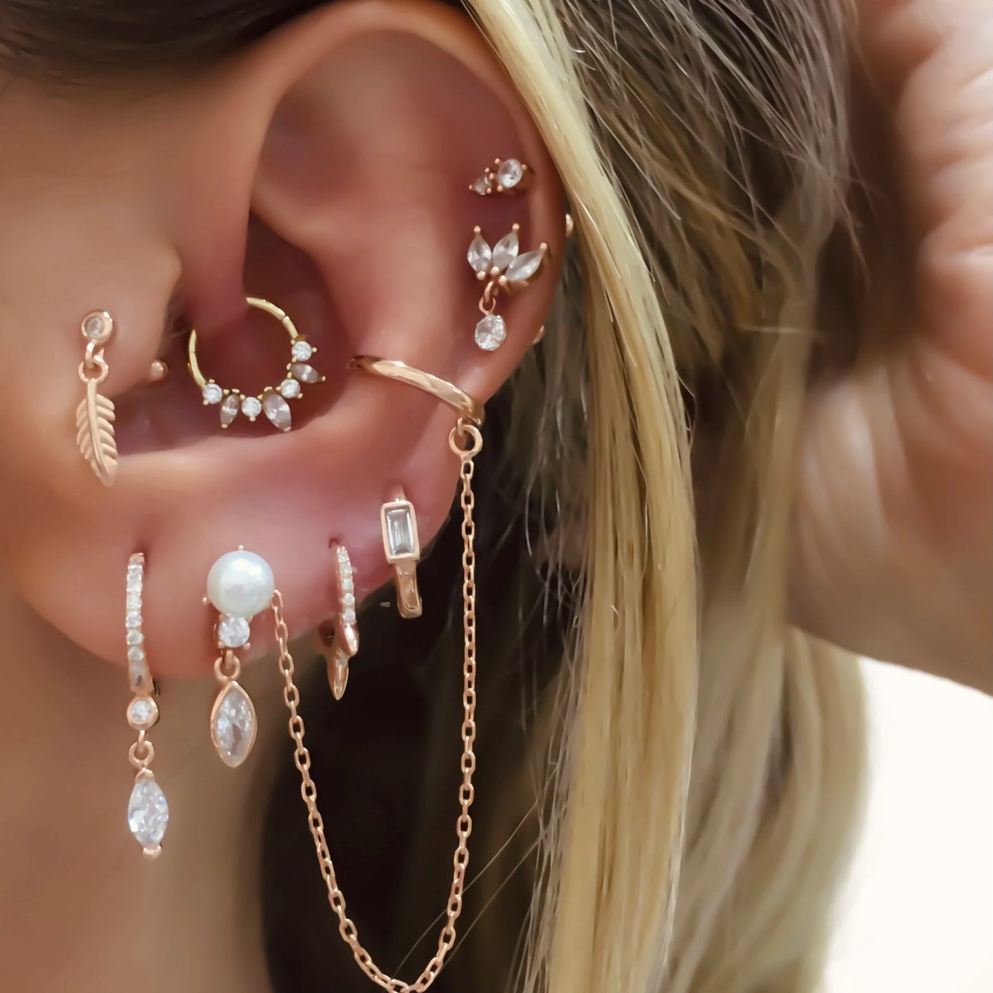 Clear Baguette Mini Huggie Earring