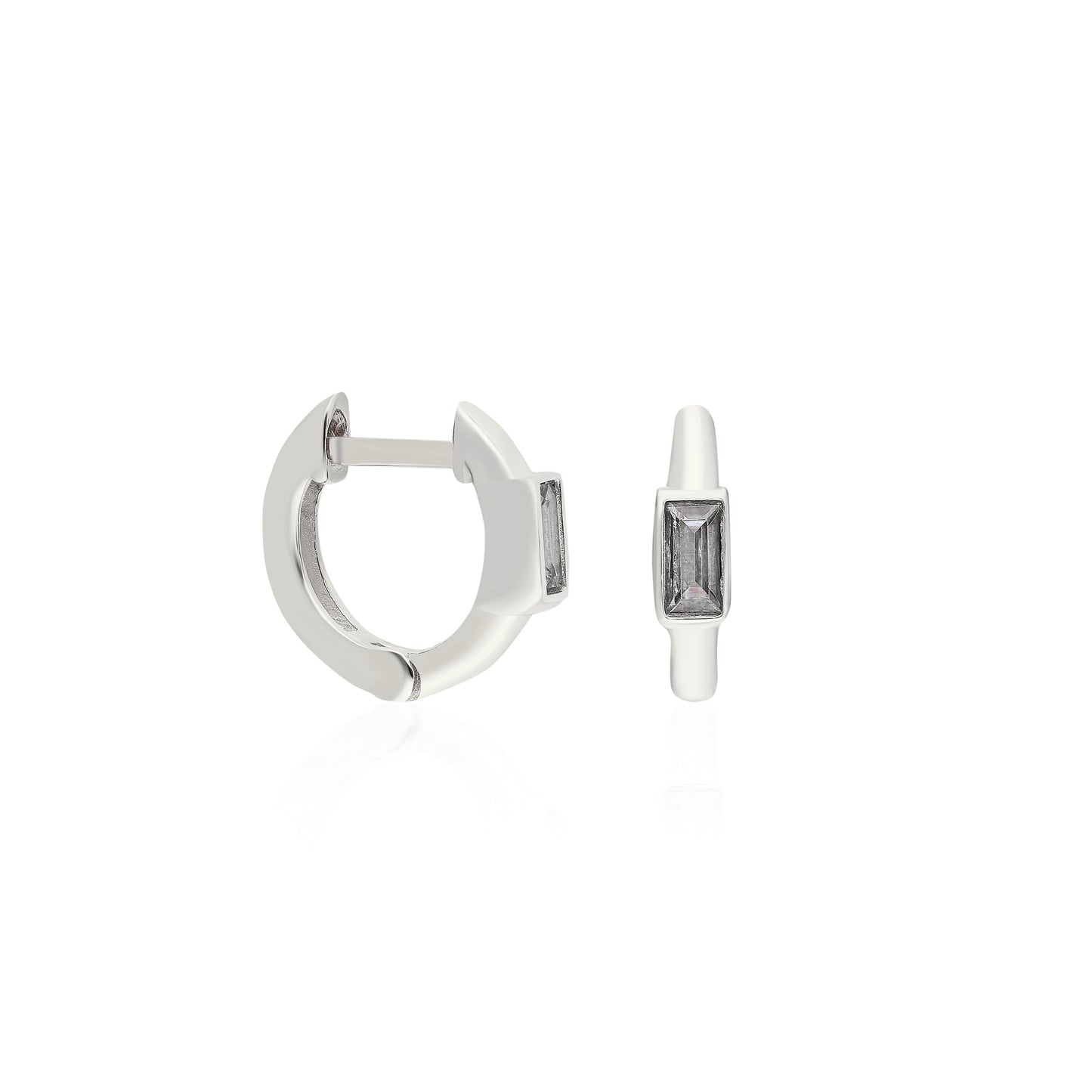 Clear Baguette Mini Huggie Earring