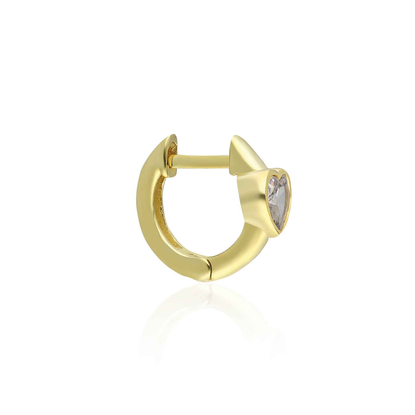Clear Heart Mini Huggie Earring