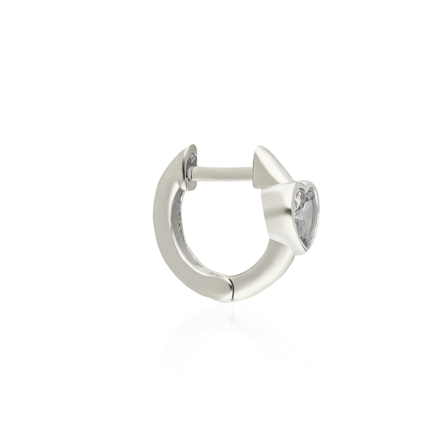 Clear Heart Mini Huggie Earring
