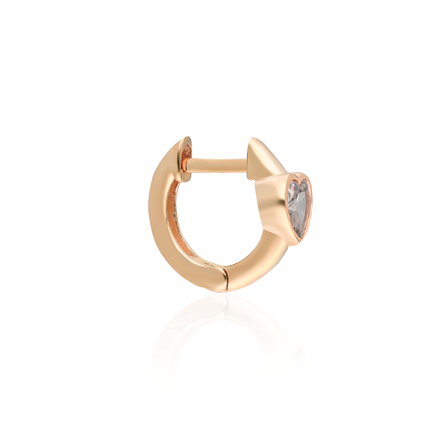 Clear Heart Mini Huggie Earring