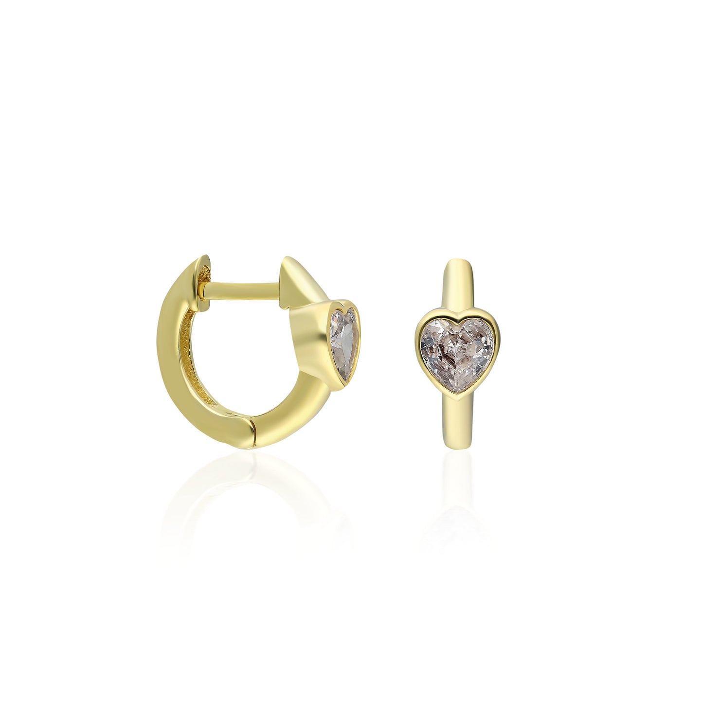 Clear Heart Mini Huggie Earring