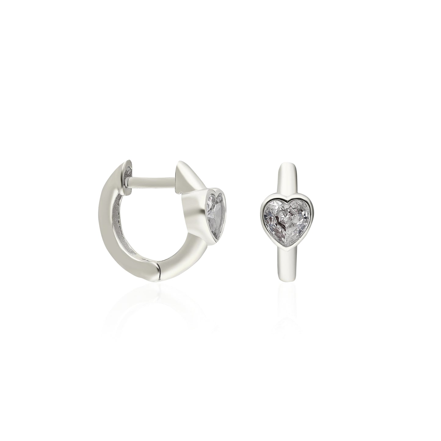 Clear Heart Mini Huggie Earring