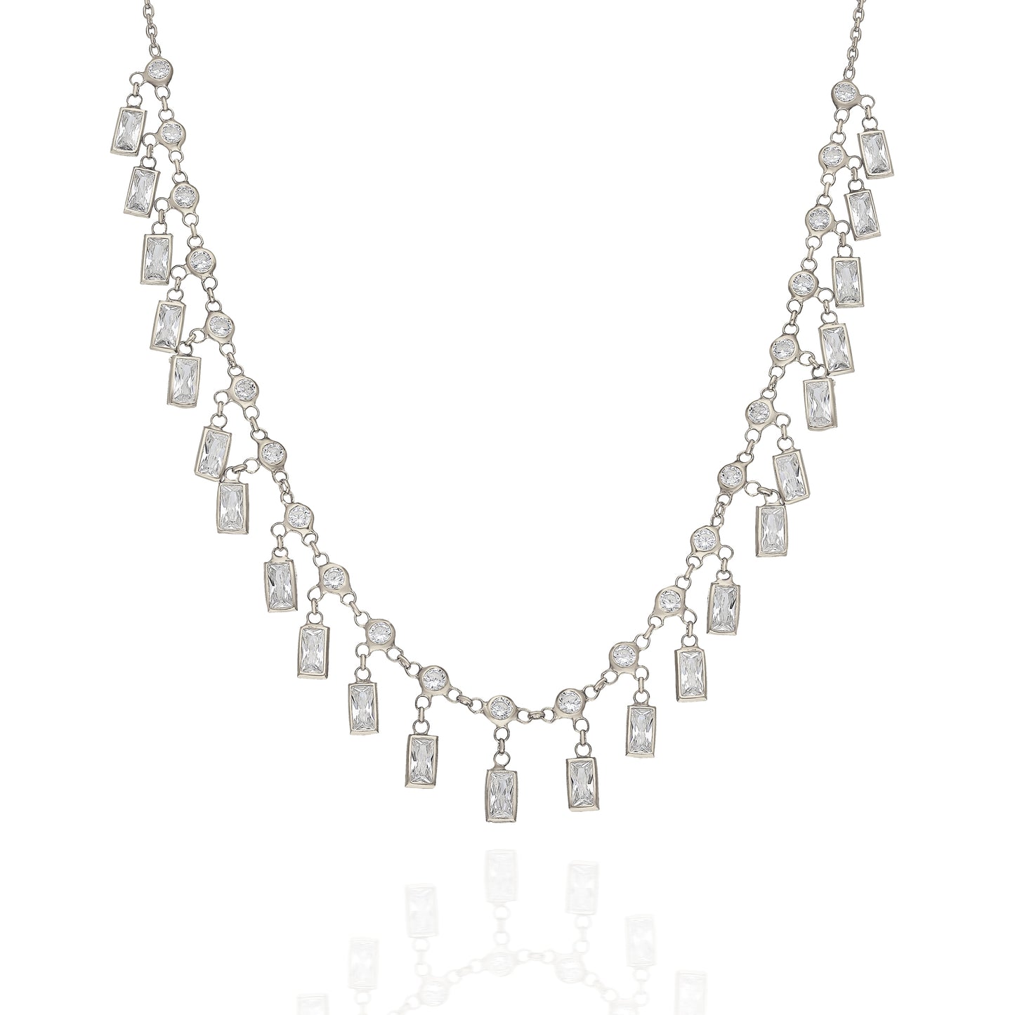 Clear Baguette Stone Choker Necklace