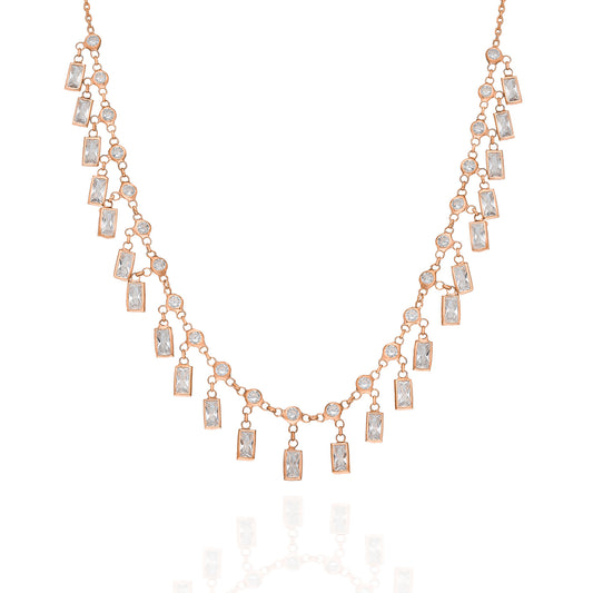 Clear Baguette Stone Choker Necklace