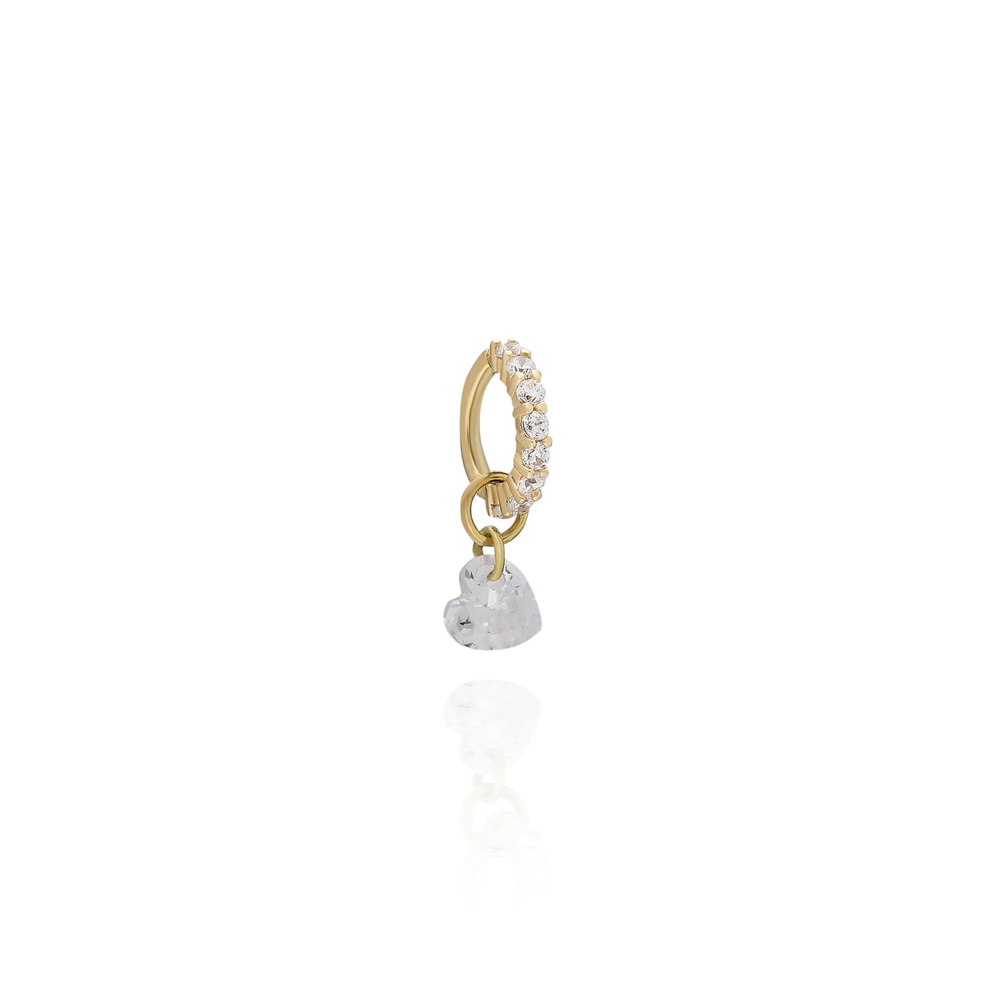 Crystal Heart Drop Gold Piercing