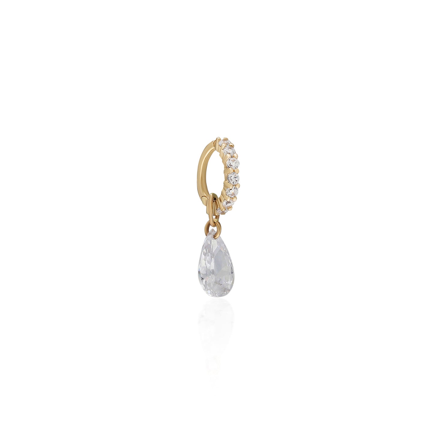 Crystal Teardrop M Gold Piercing