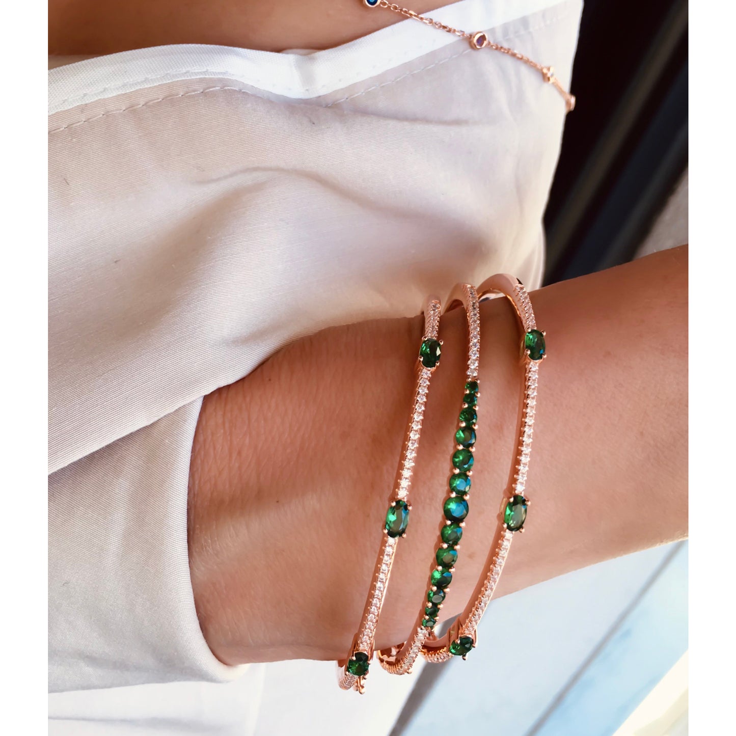 Debby Green Oval Bangle