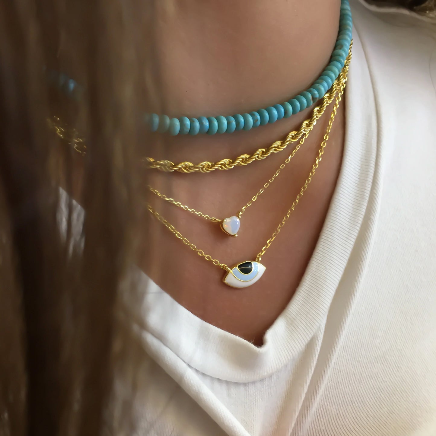 Debby White Heart Necklace