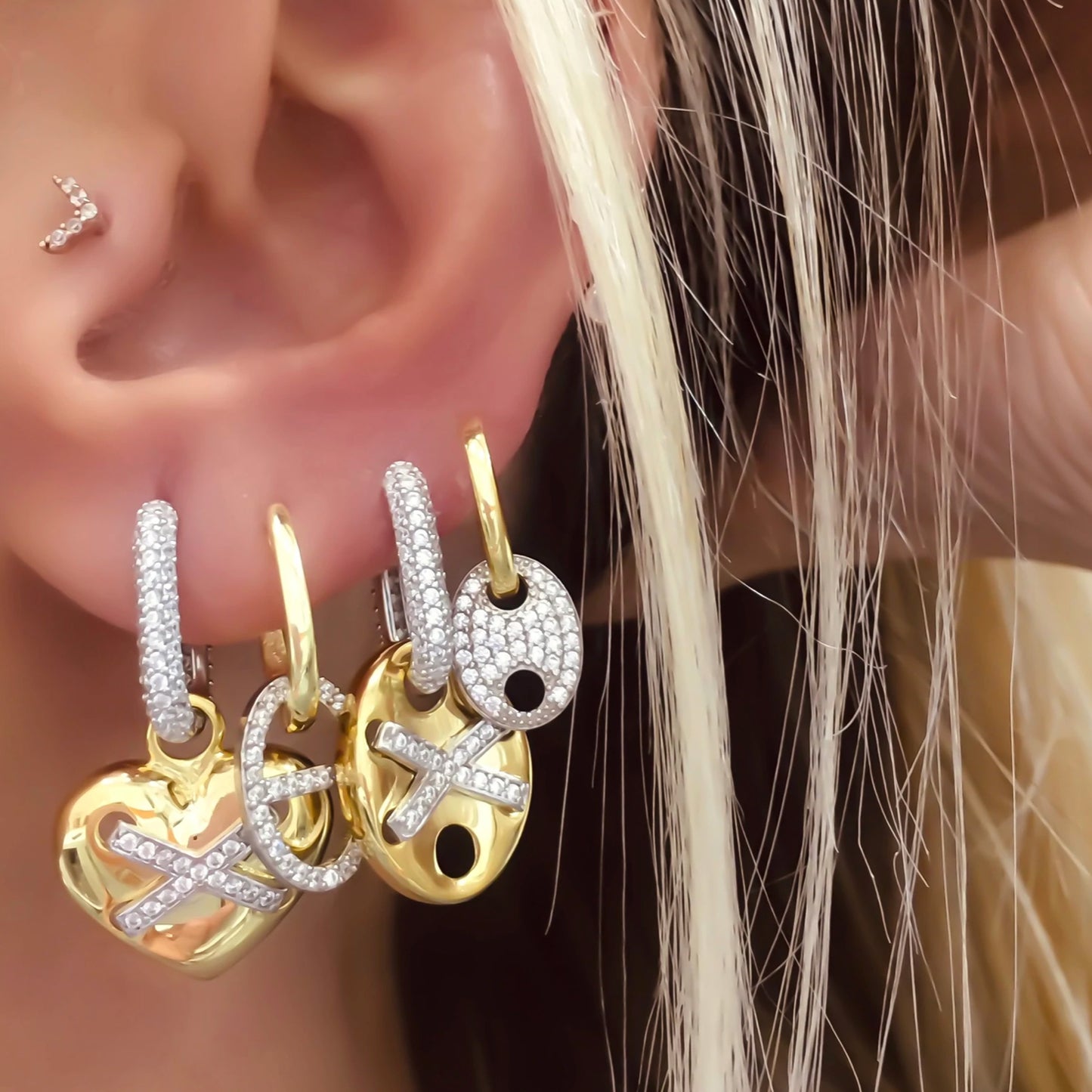 Double Color Anchor Link Earring