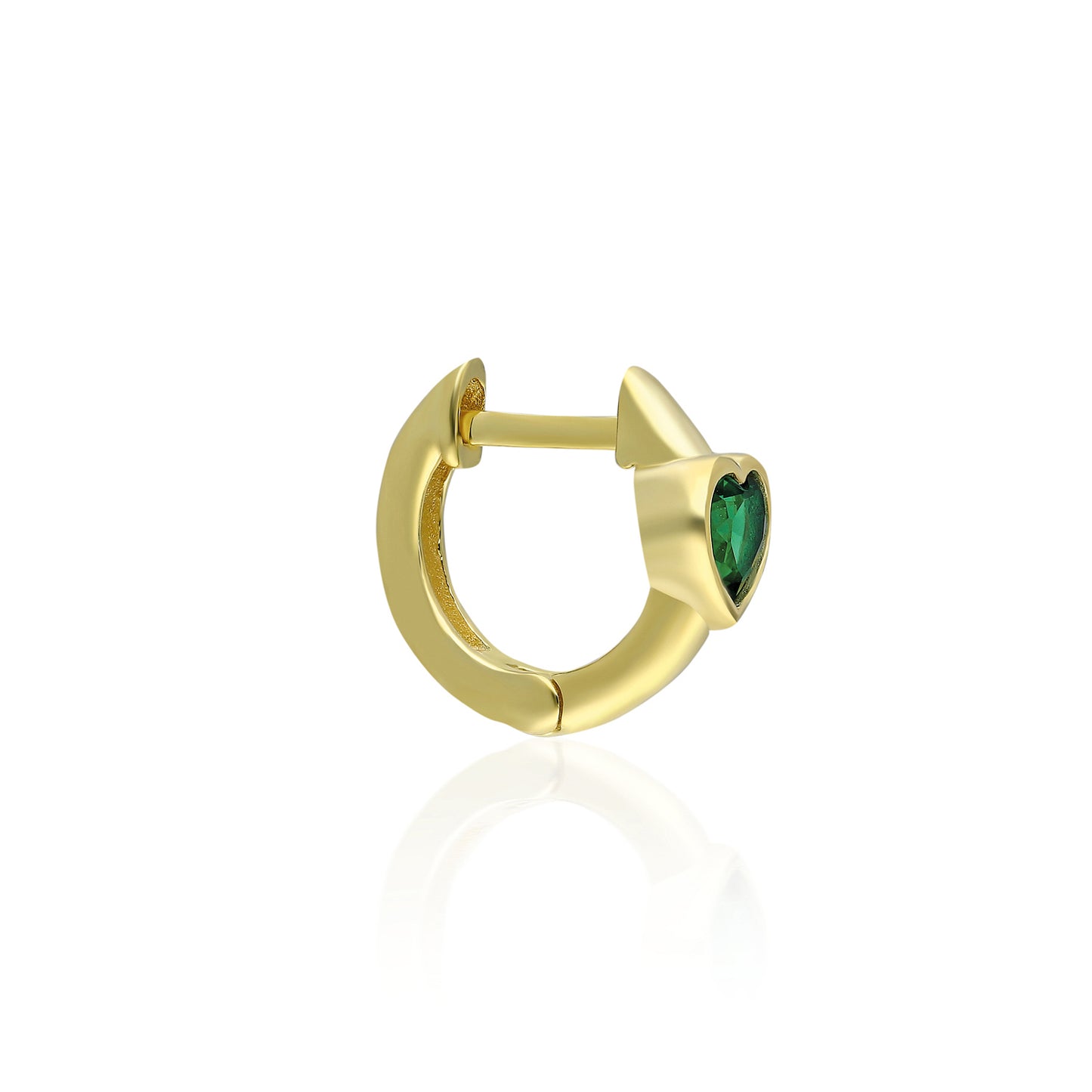 Emerald Heart Huggie Earring