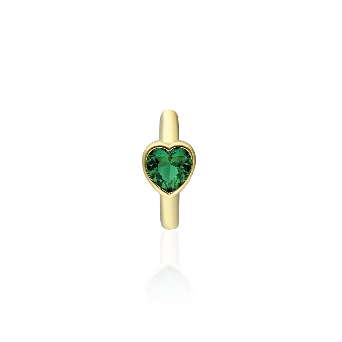 Emerald Heart Huggie Earring