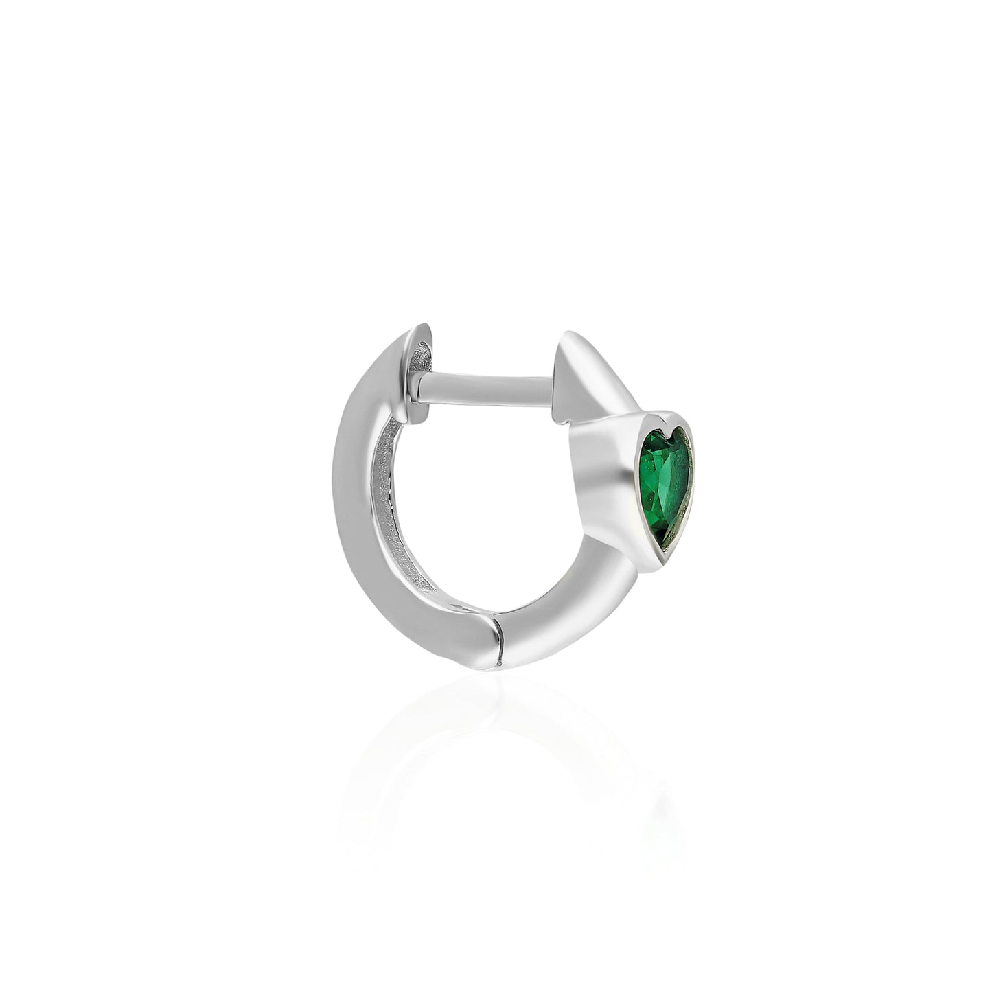 Emerald Heart Huggie Earring
