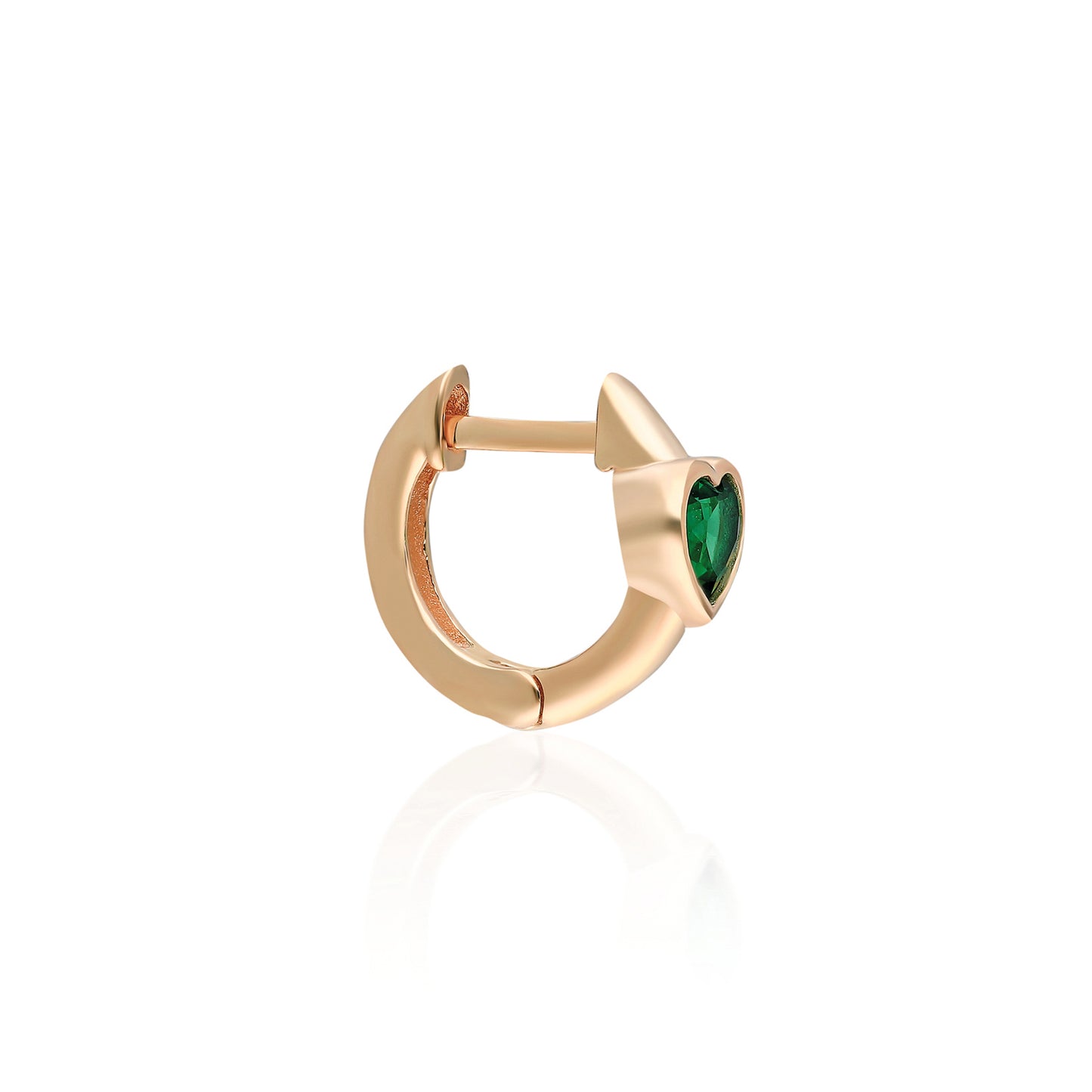 Emerald Heart Huggie Earring