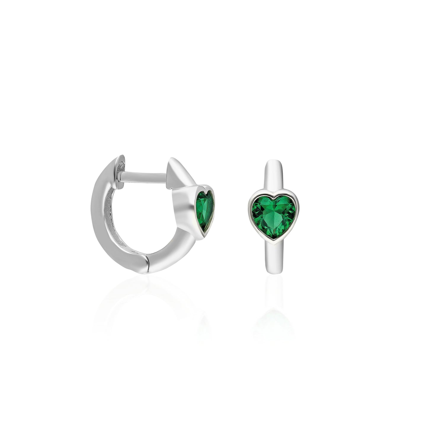 Emerald Heart Huggie Earring