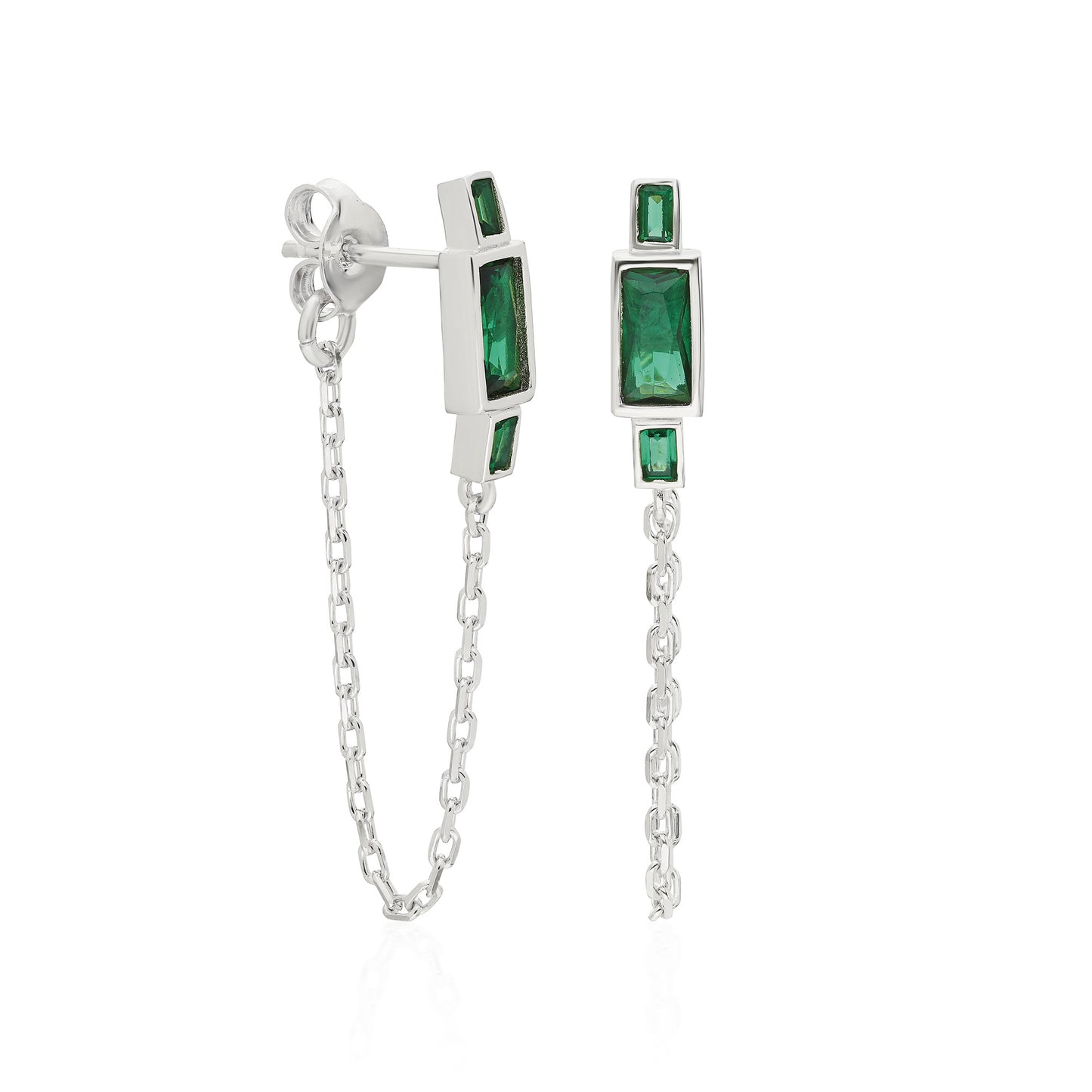 Harper Emerald Baguette Earring