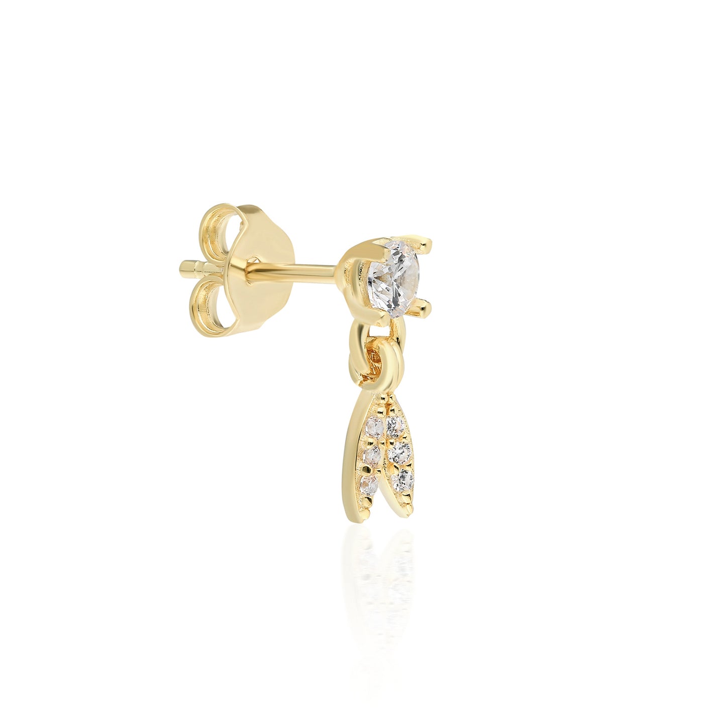 Jes Leaf Solitaire Earring