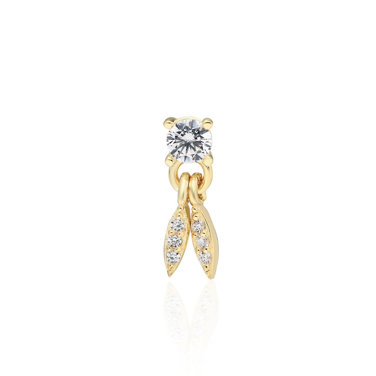 Jes Leaf Solitaire Earring