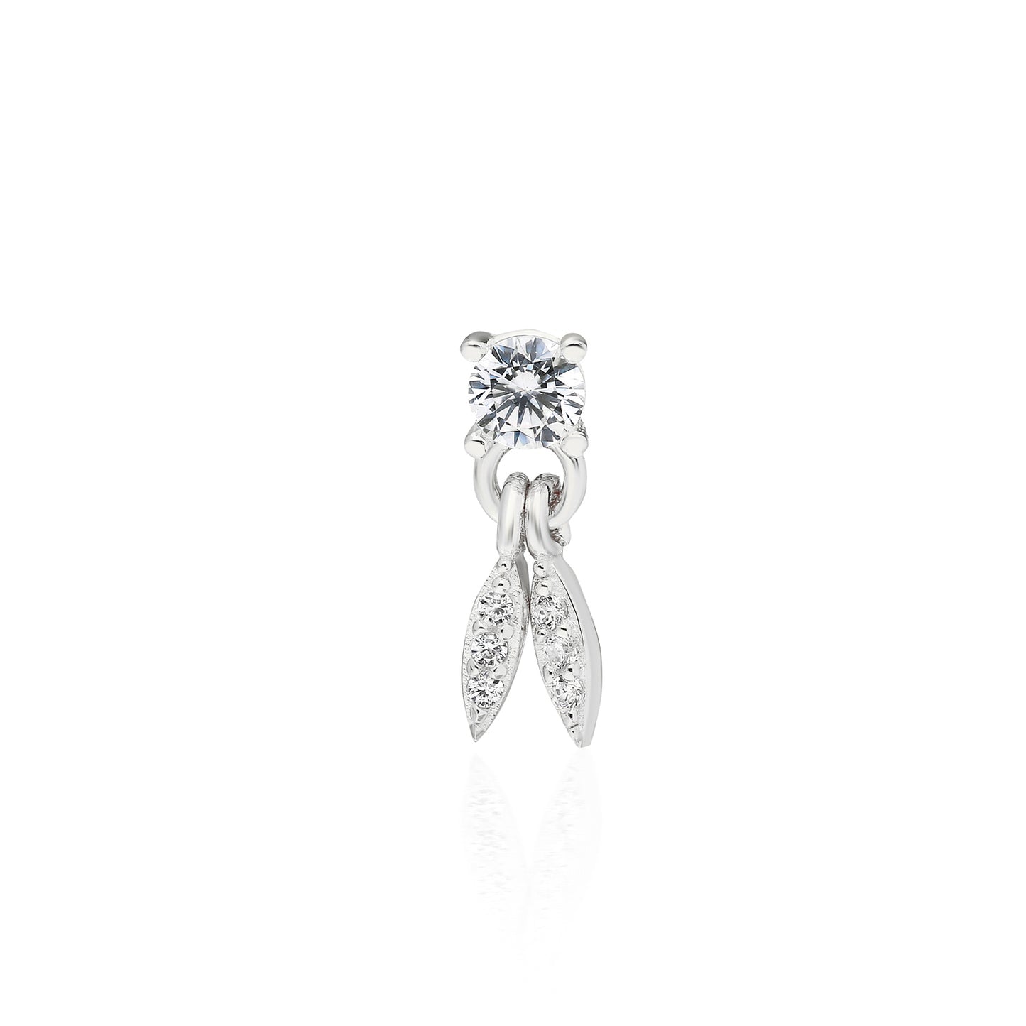 Jes Leaf Solitaire Earring