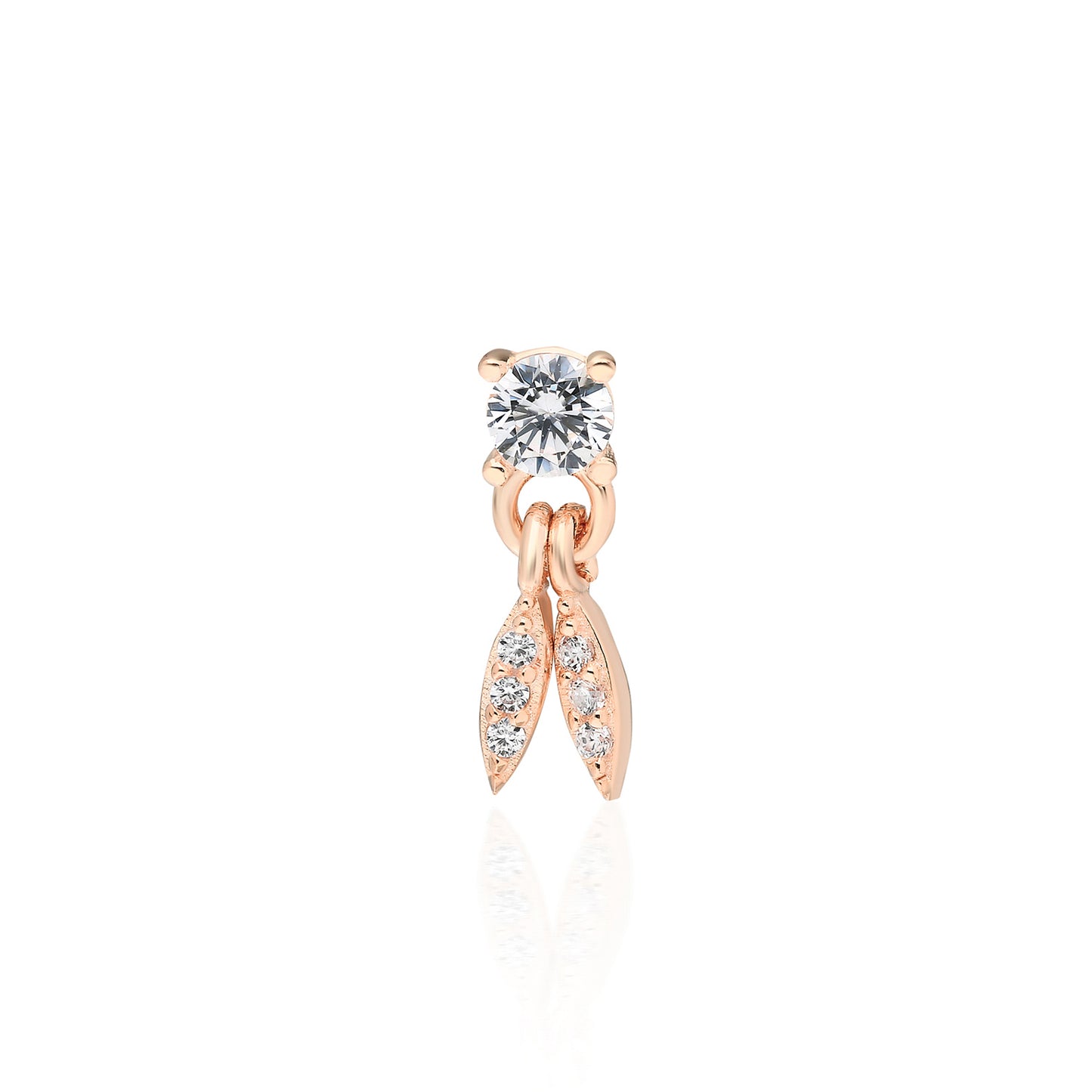 Jes Leaf Solitaire Earring