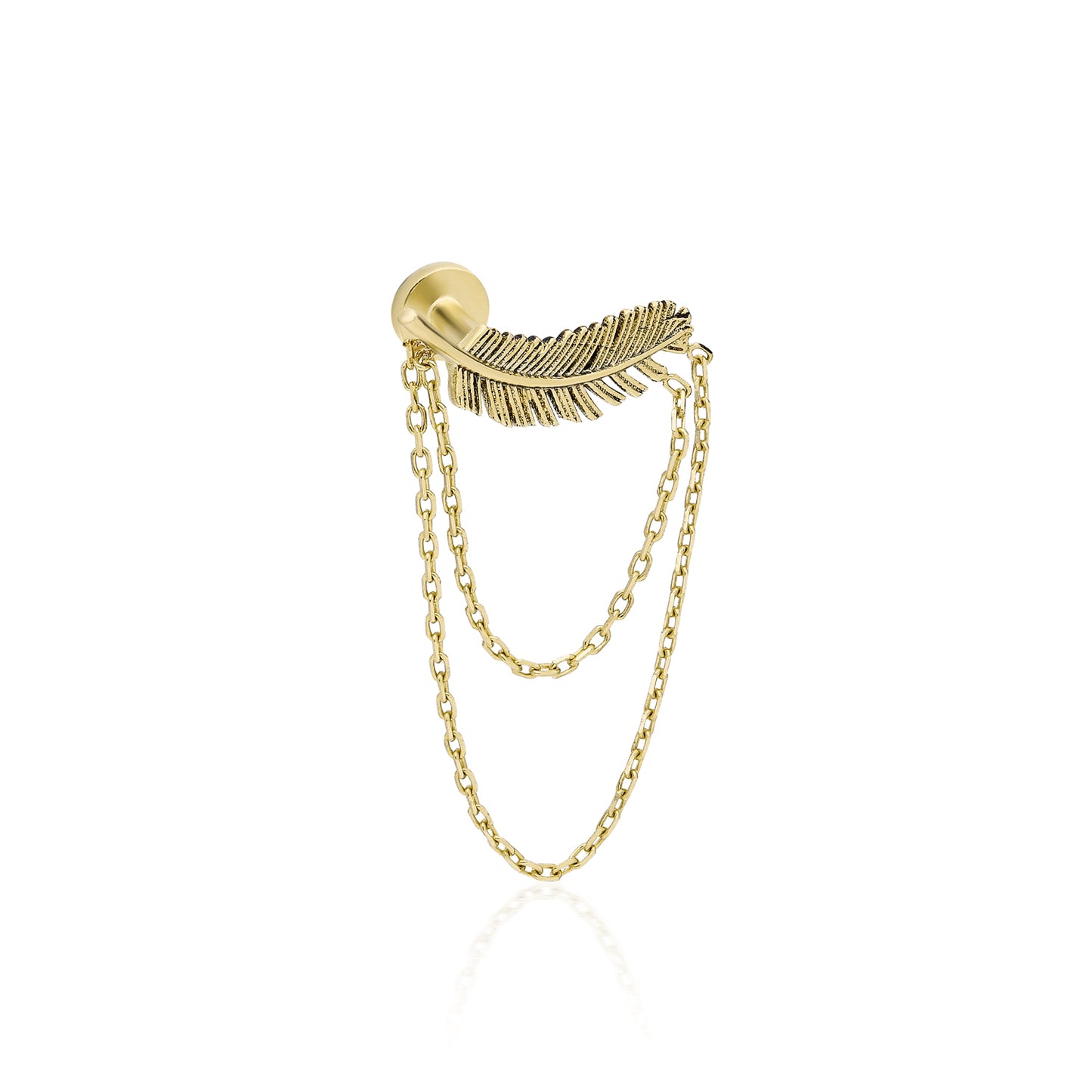 Leaf Chain Gold Earring