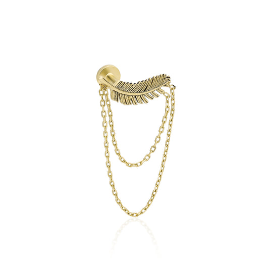 Leaf Chain Gold Earring