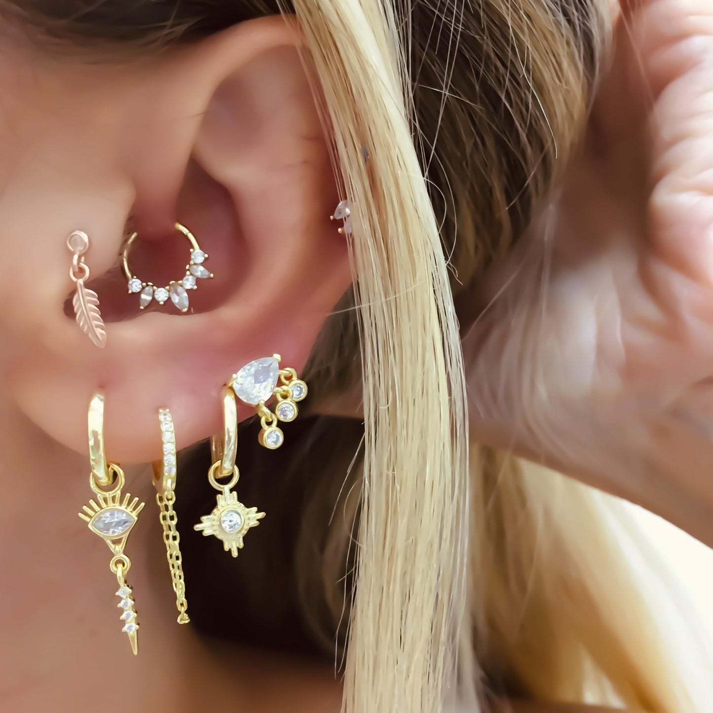 Lena Chain Drop Huggie Earring