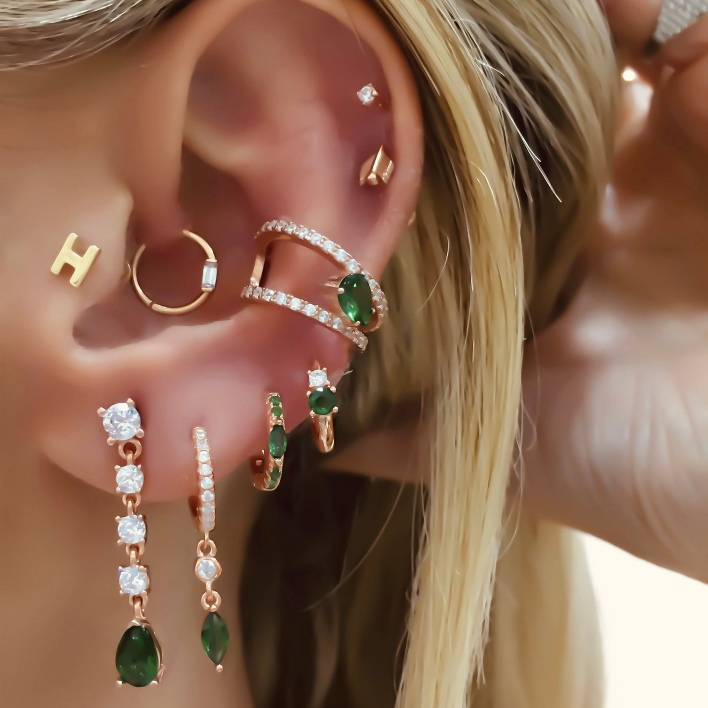 Linda Emerald Huggie Earring