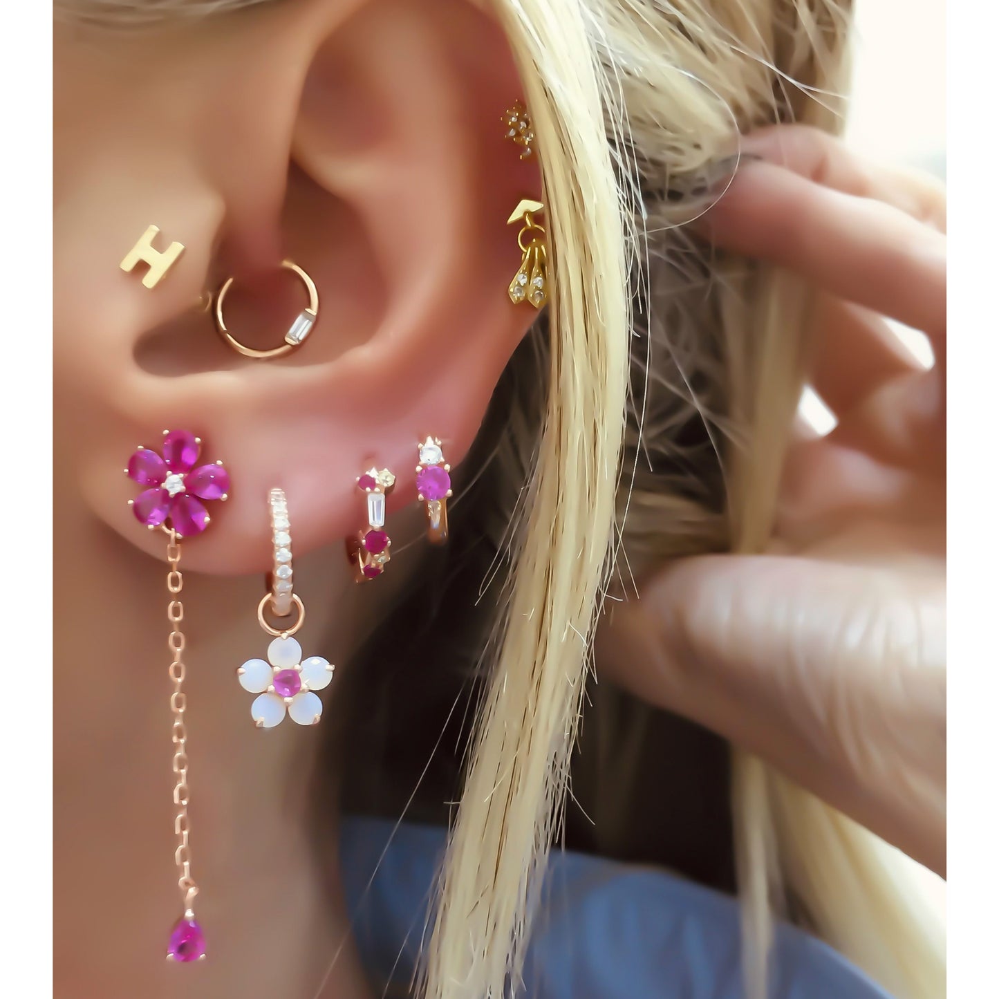 Linda Pink Huggie Earring