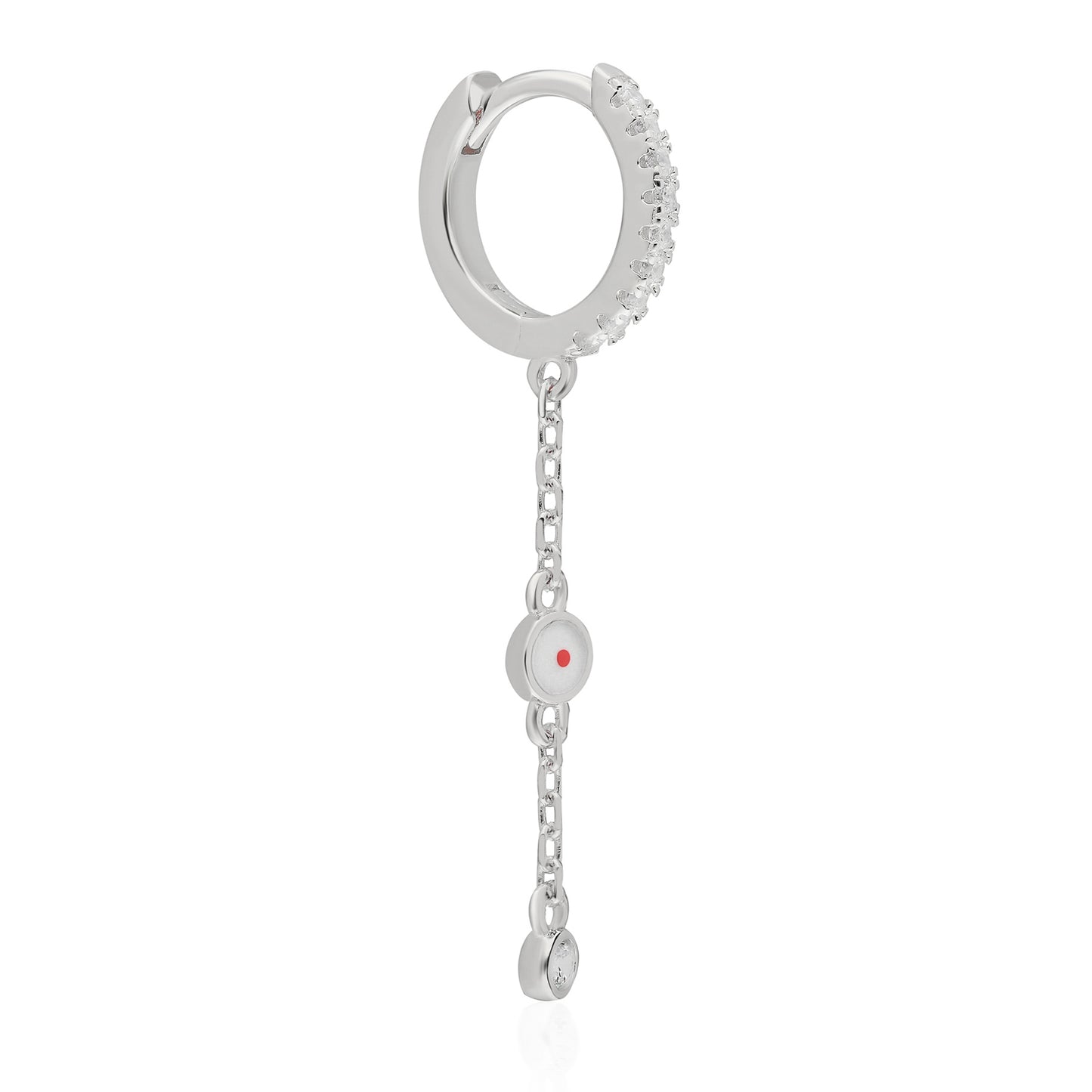 Linda White Enamel Bezel Earring