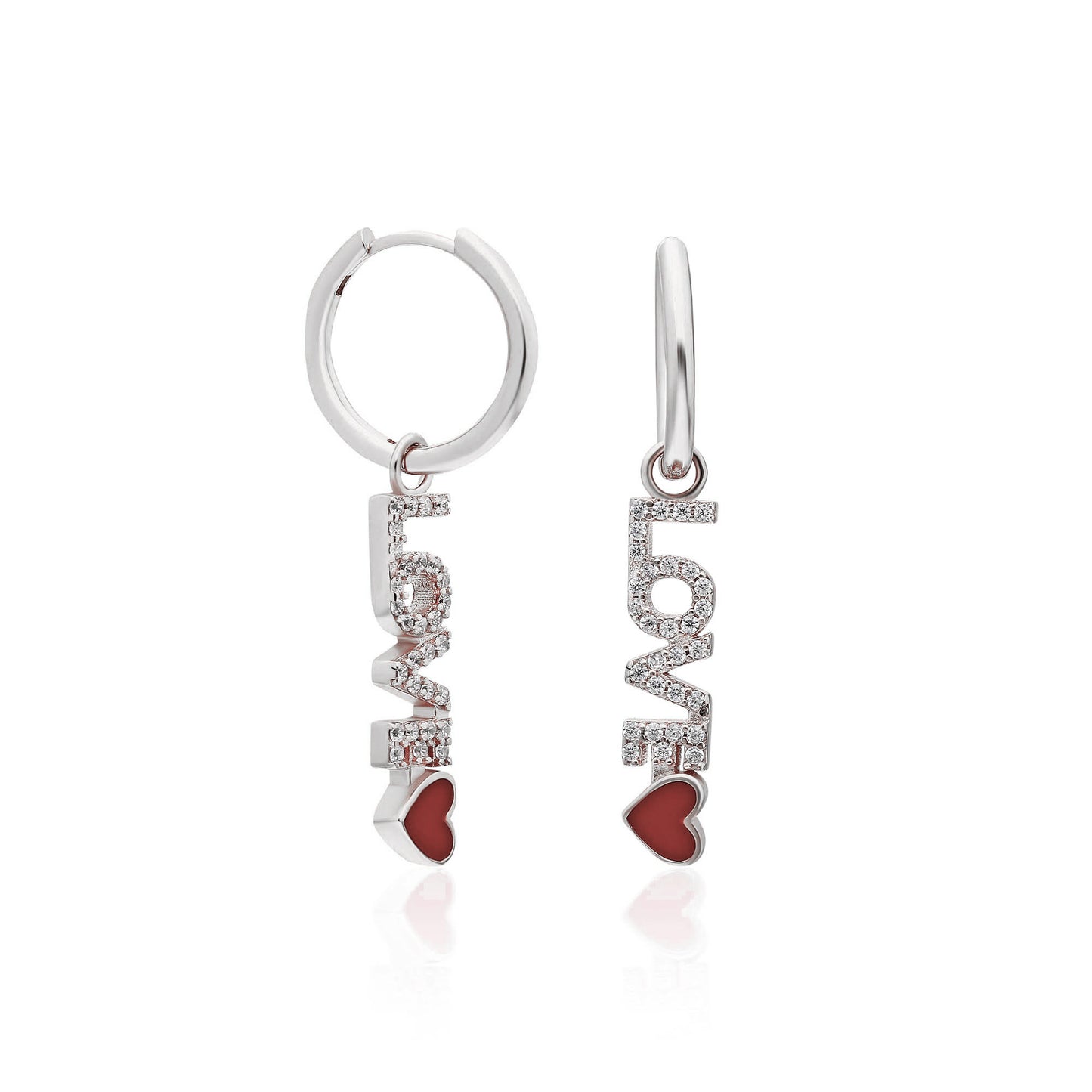 Love Red Heart Earring