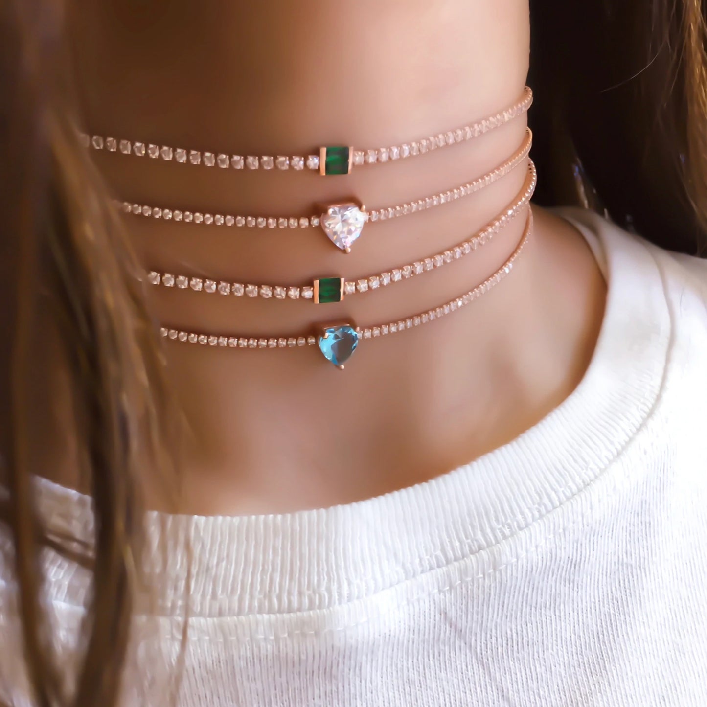 Mini Green Baguette Tennis Choker Necklace