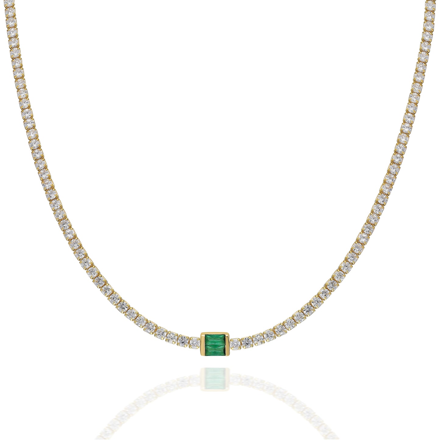 Mini Green Baguette Tennis Choker Necklace