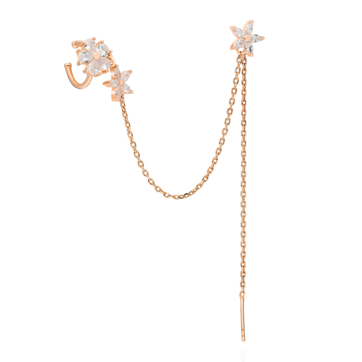 Multi Flower Ear Cuff Threader Earring