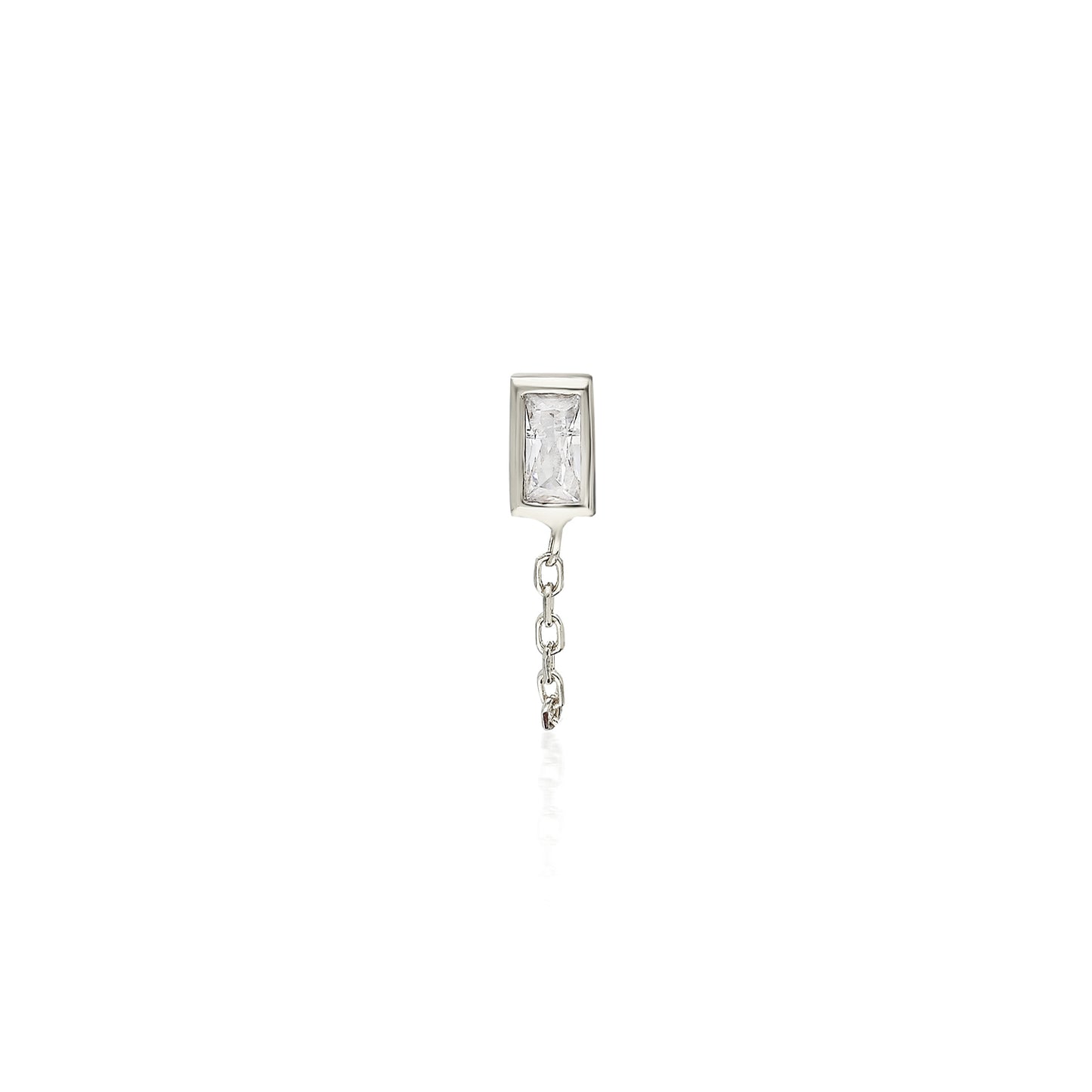 Novel Baguette Short Chain Earring