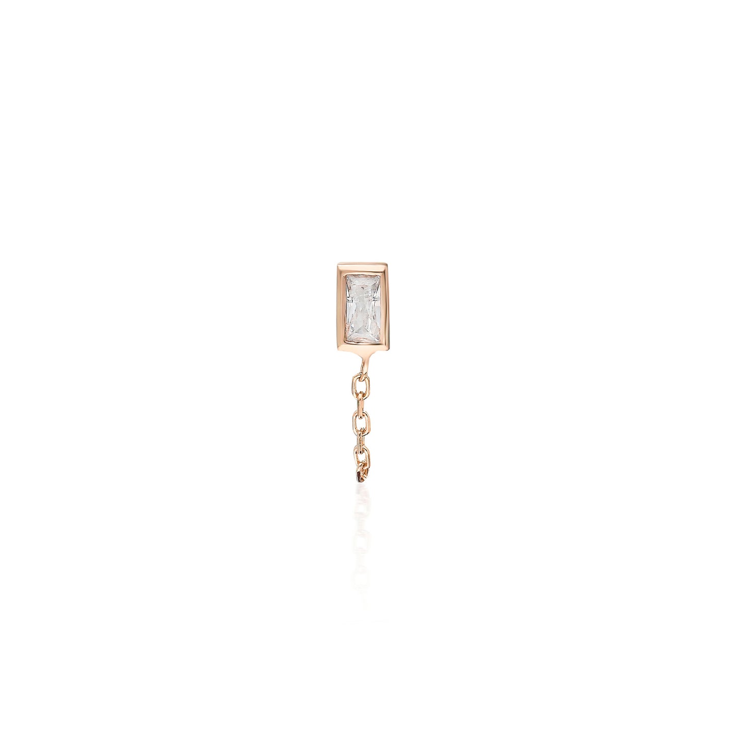 Novel Baguette Short Chain Earring
