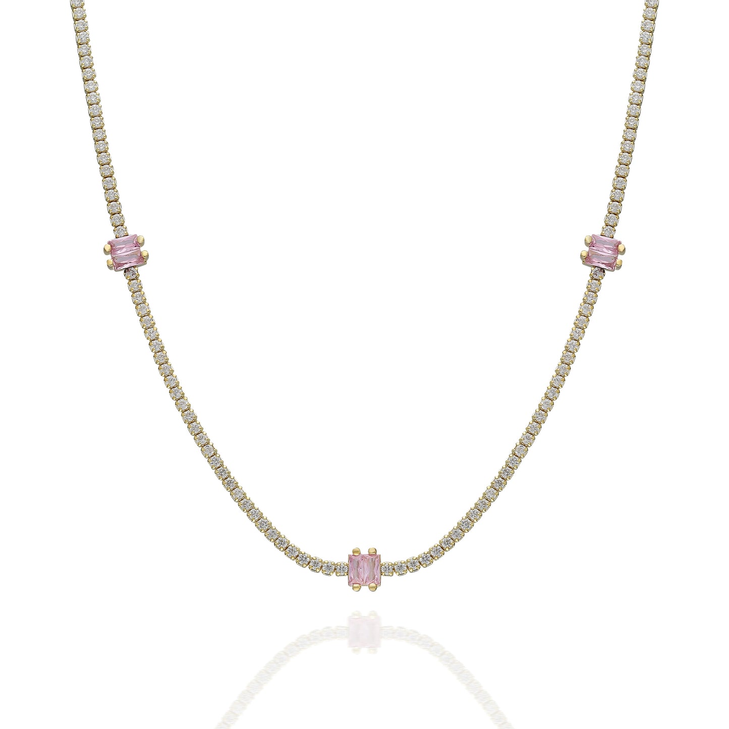 Pink Baguette Tennis Choker Necklace