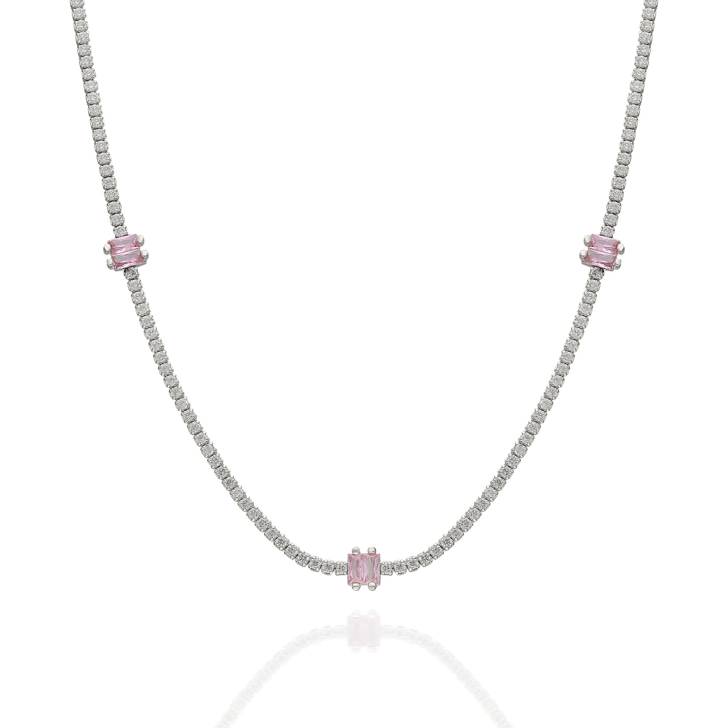 Pink Baguette Tennis Choker Necklace