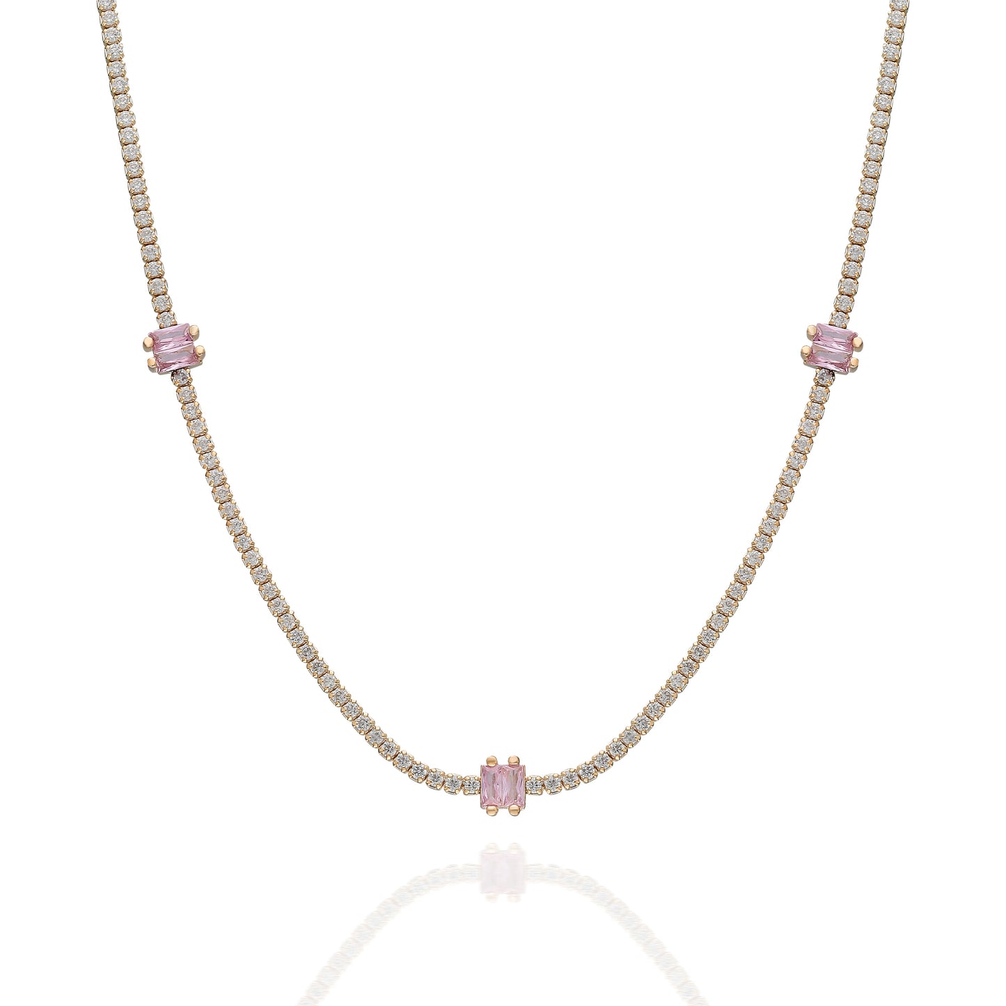 Pink Baguette Tennis Choker Necklace