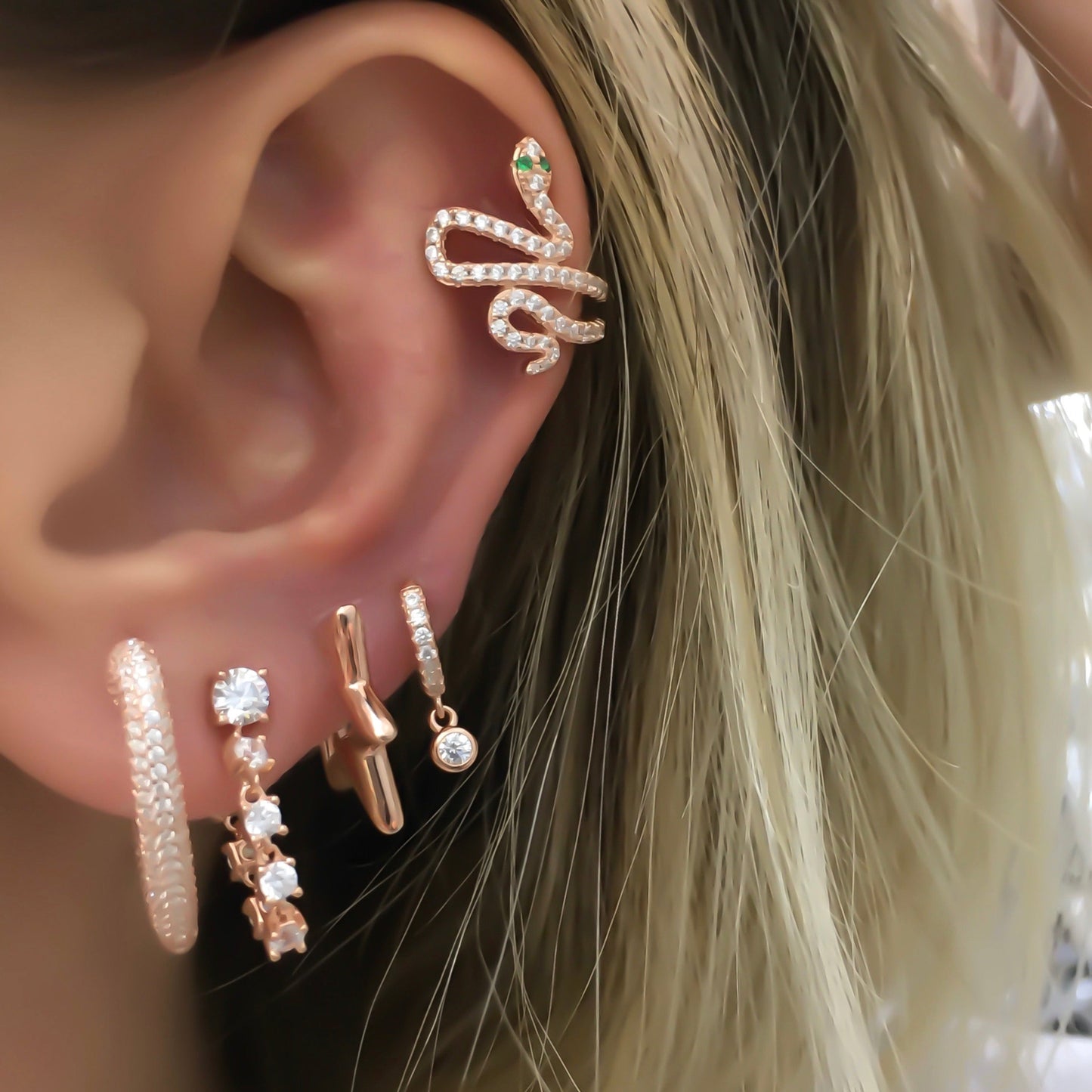 Row Stone Chain Earring