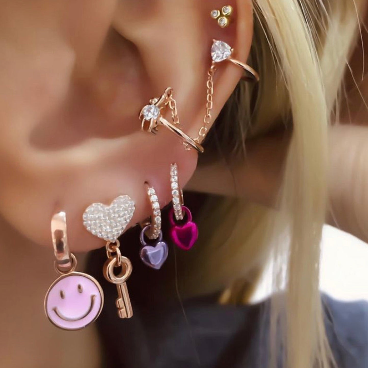 Smile Pink Enamel Earring