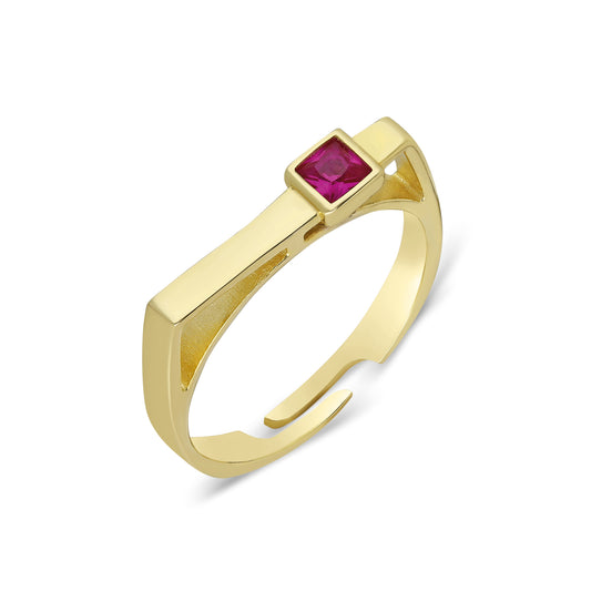 Square Pink Stone Rectangle Ring