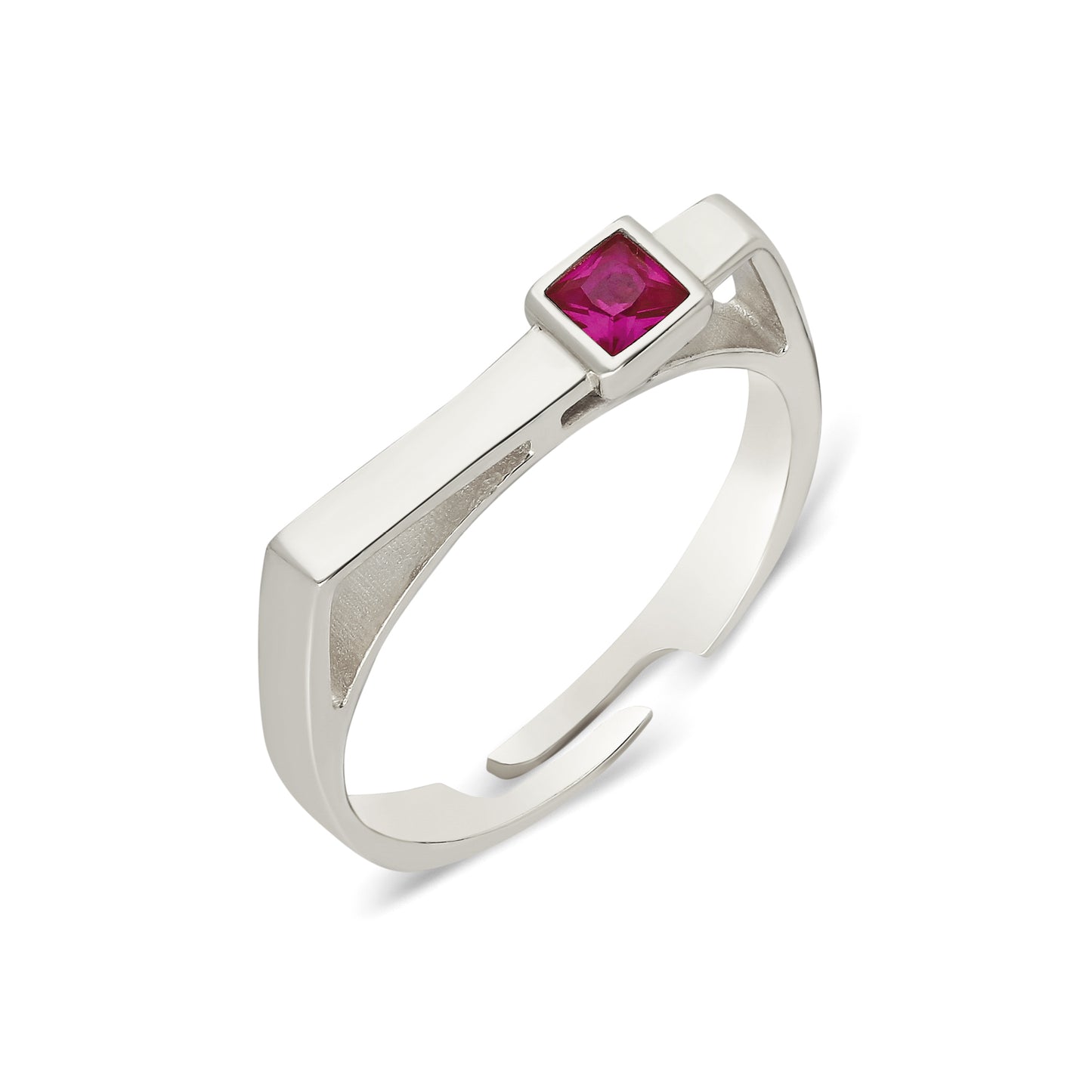 Square Pink Stone Rectangle Ring