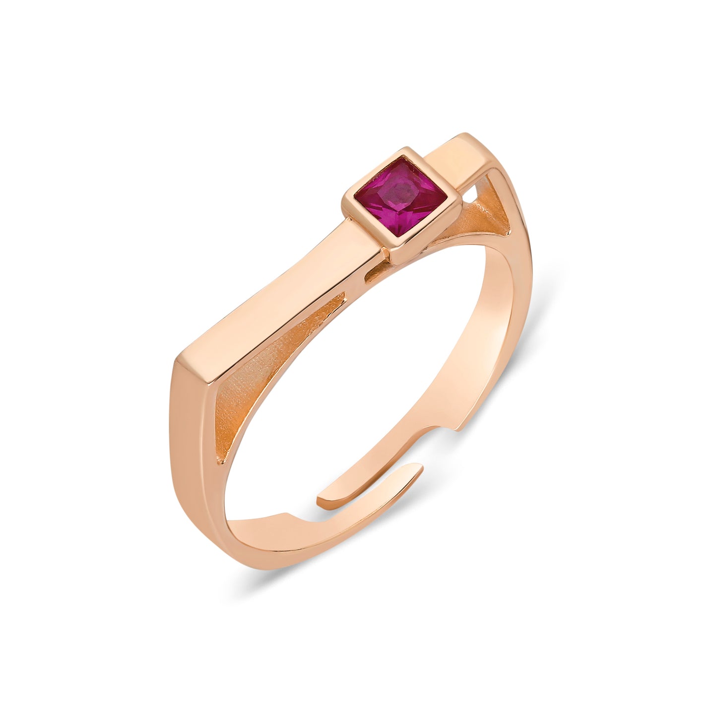 Square Pink Stone Rectangle Ring