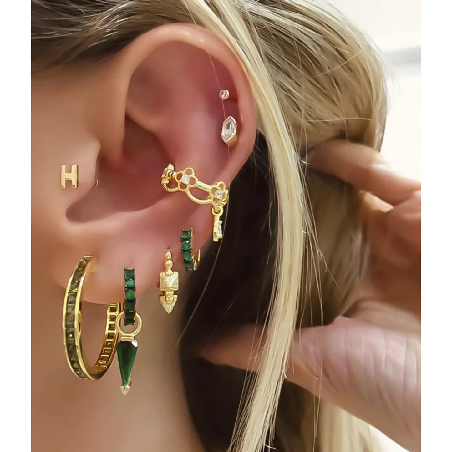 Stras Green Charm Earring